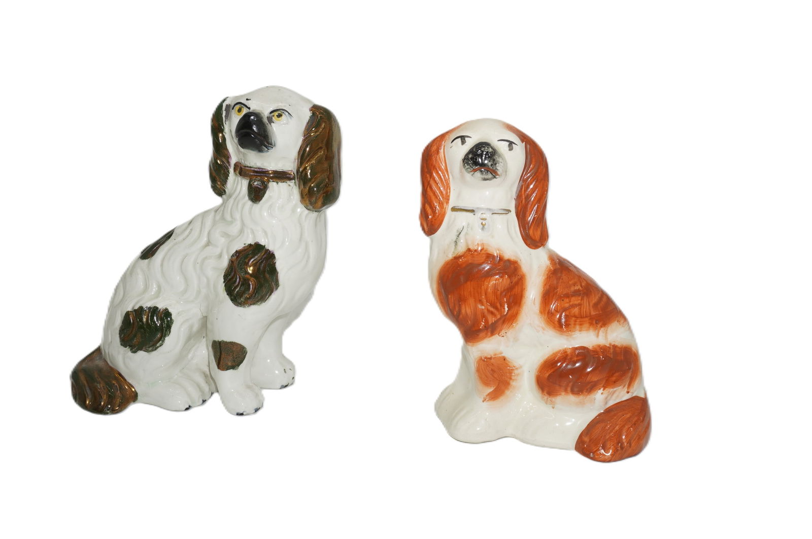 2 ANTIQUE STAFFORDSHIRE SPANIELS (1 of 6)