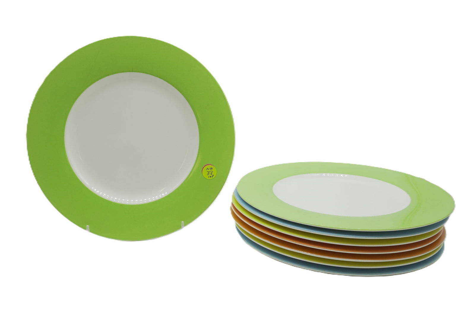 16 PC VILLEROY & BOCH WONDERFUL WORLD PLATES: 16 Piece Villeroy and Boch Wonderful World Color Rim Plates. 8 Dinner Plates 11 and 8 Square Salad Plates 8". Weight combined 19 lbs,
