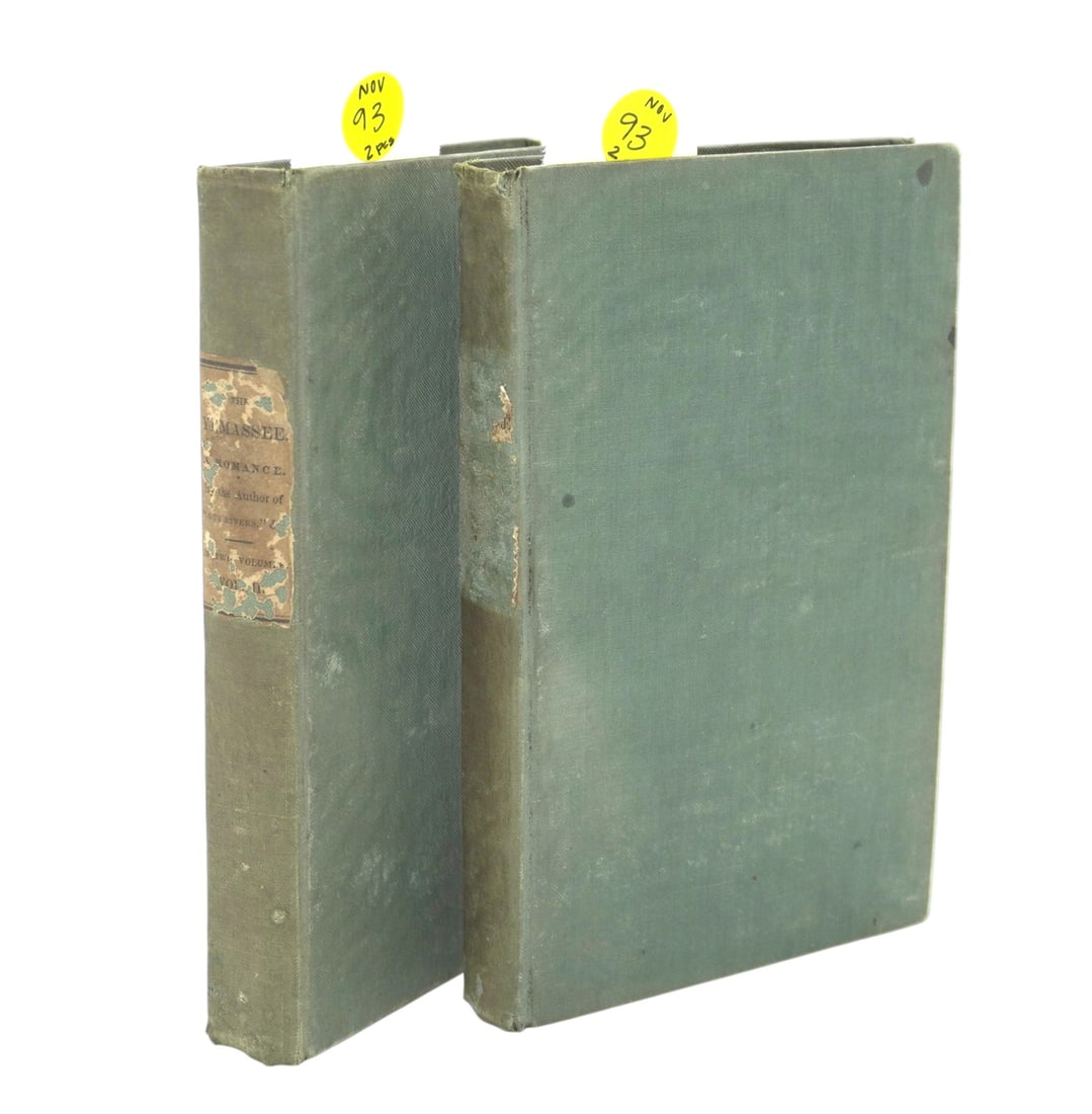 RARE ANTIQUE FIRST EDITIONS THE YEMASSEE COMPLETE TWO VOLUME SET BY WILLIAM GILMORE SIMMS (1 of 7)