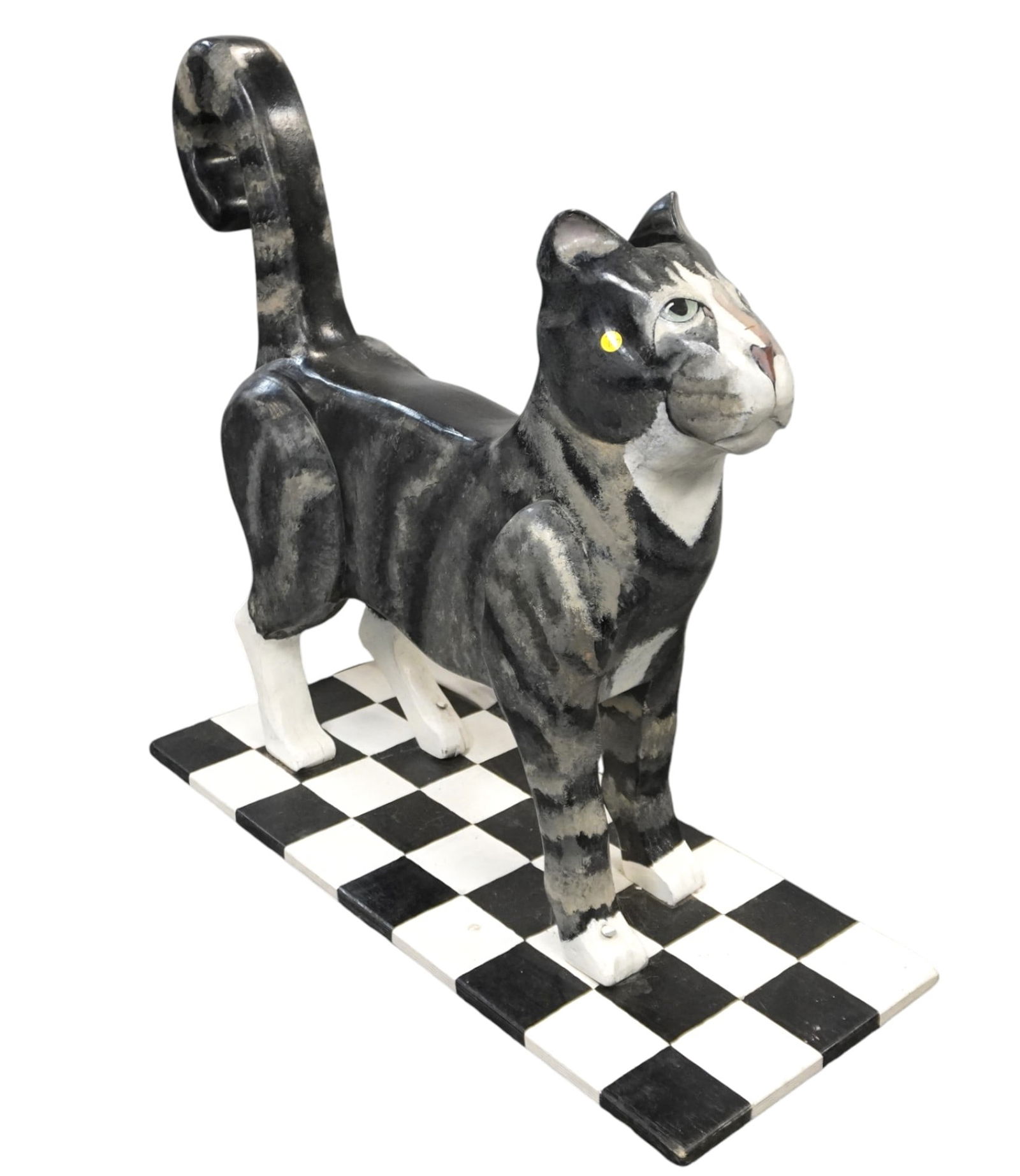 LARGE JUDY RAND WHIMSICAL WOOD FOLK ART CAT (1 of 6)