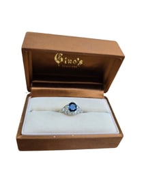 PLATINUM SAPPHIRE & DIAMOND ART DECO STYLE RING