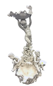 LARGE ARTE ITALICA CHERUB COMPOTE CENTERPIECE