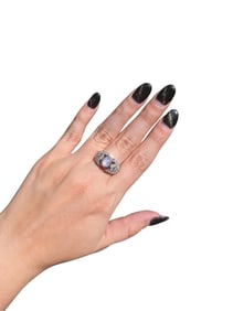 18k WHITE GOLD PALE STAR SAPPHIRE & DIAMOND RING SZ 7.75