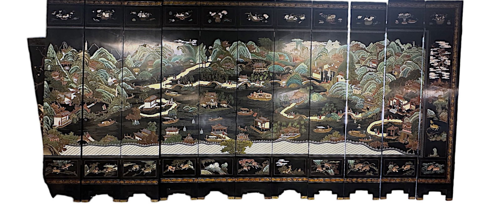 MONUMENTAL QING 12 PANEL CHINESE COROMANDEL SCREEN (1 of 12)