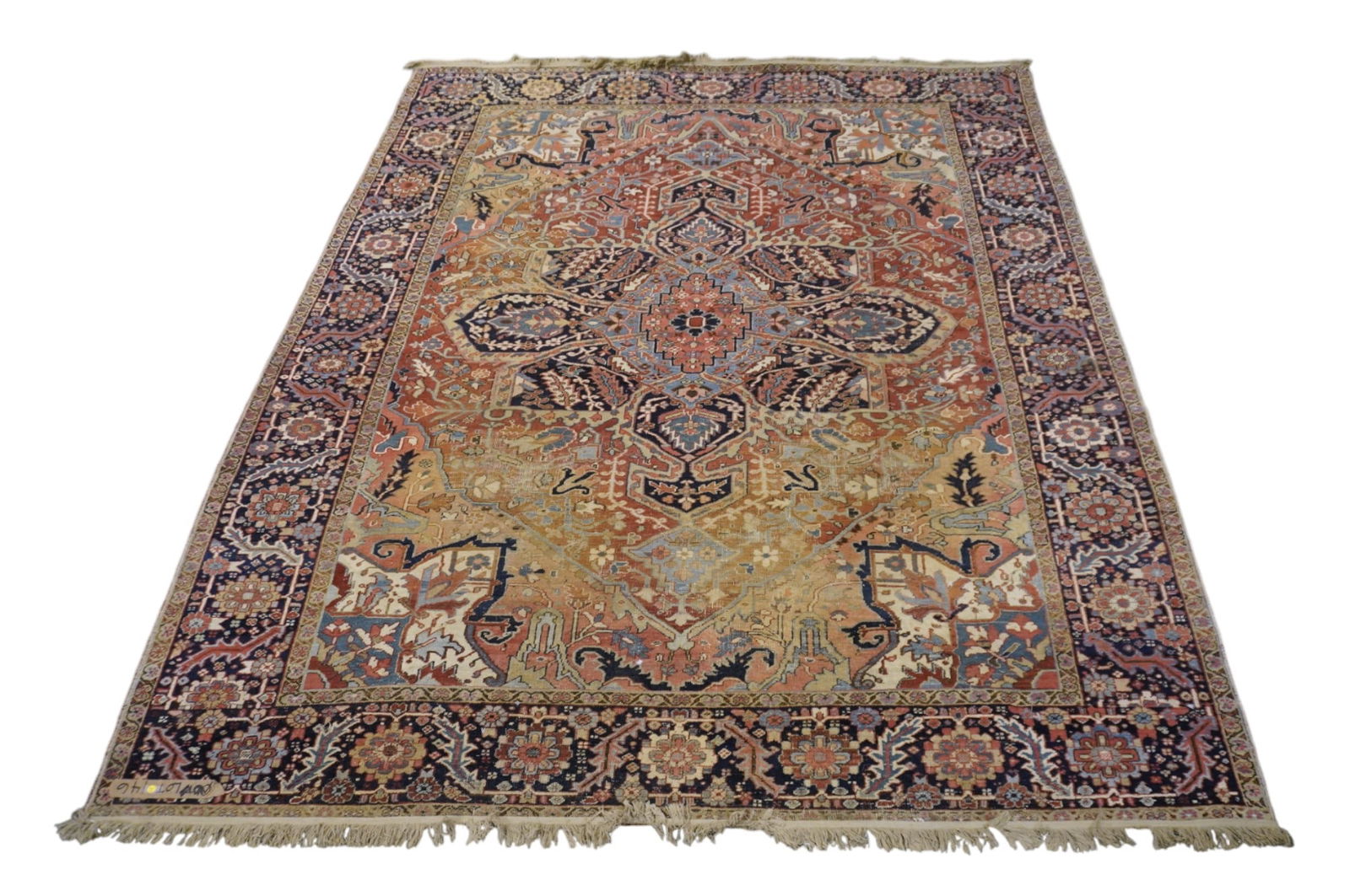 LARGE 12 ft ANTIQUE HAND KNOTTED HERIZ RUG (1 of 5)