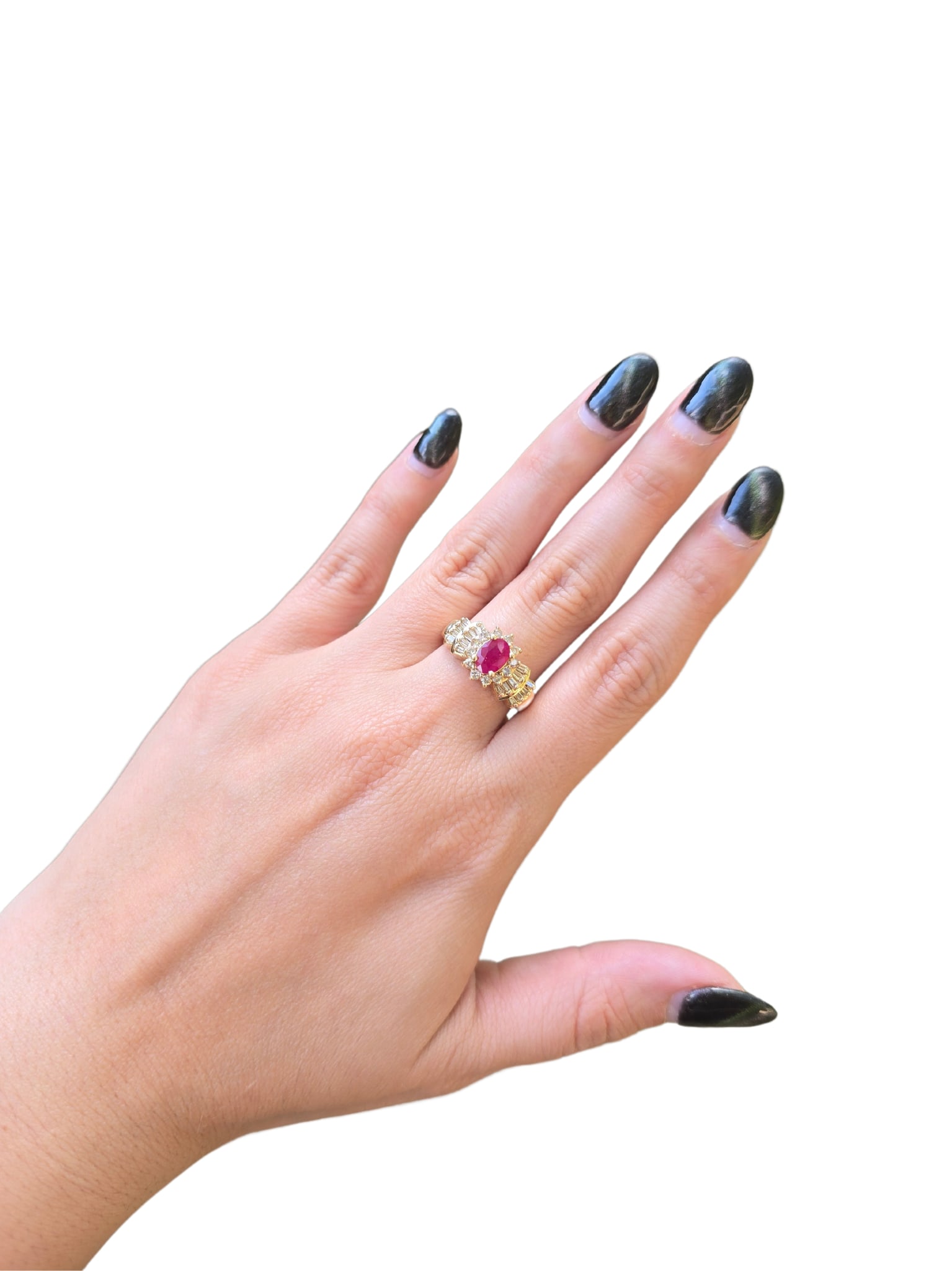 14K RUBY AND DIAMOND ART DECO STYLE RING (1 of 3)