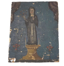 19th c RETABLO NEW MEXICO OF SAINT RITA