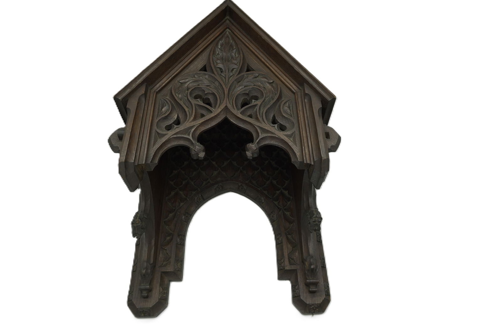 HAND CARVED FRENCH GOTHIC WALNUT SHRINE (1 of 5)