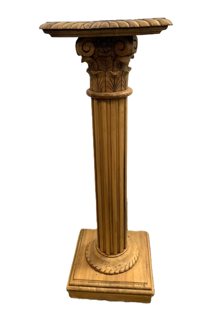 ORNATE CARVED WOOD CORINTHIAN COLUMN PEDESTAL (1 of 5)