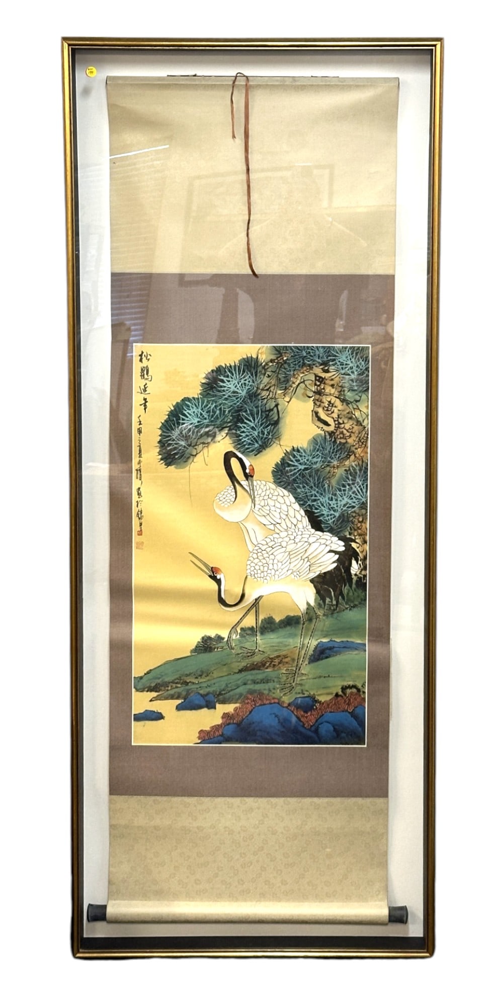 LARGE JAPANESE HAND PAINTED KAKEJIKU CRANES (1 of 2)