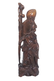 CHINESE CARVED ROSEWOOD FIGURE SHOUXING