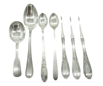 7 PC SILVER STERLING & PLATE J BOWMAN +