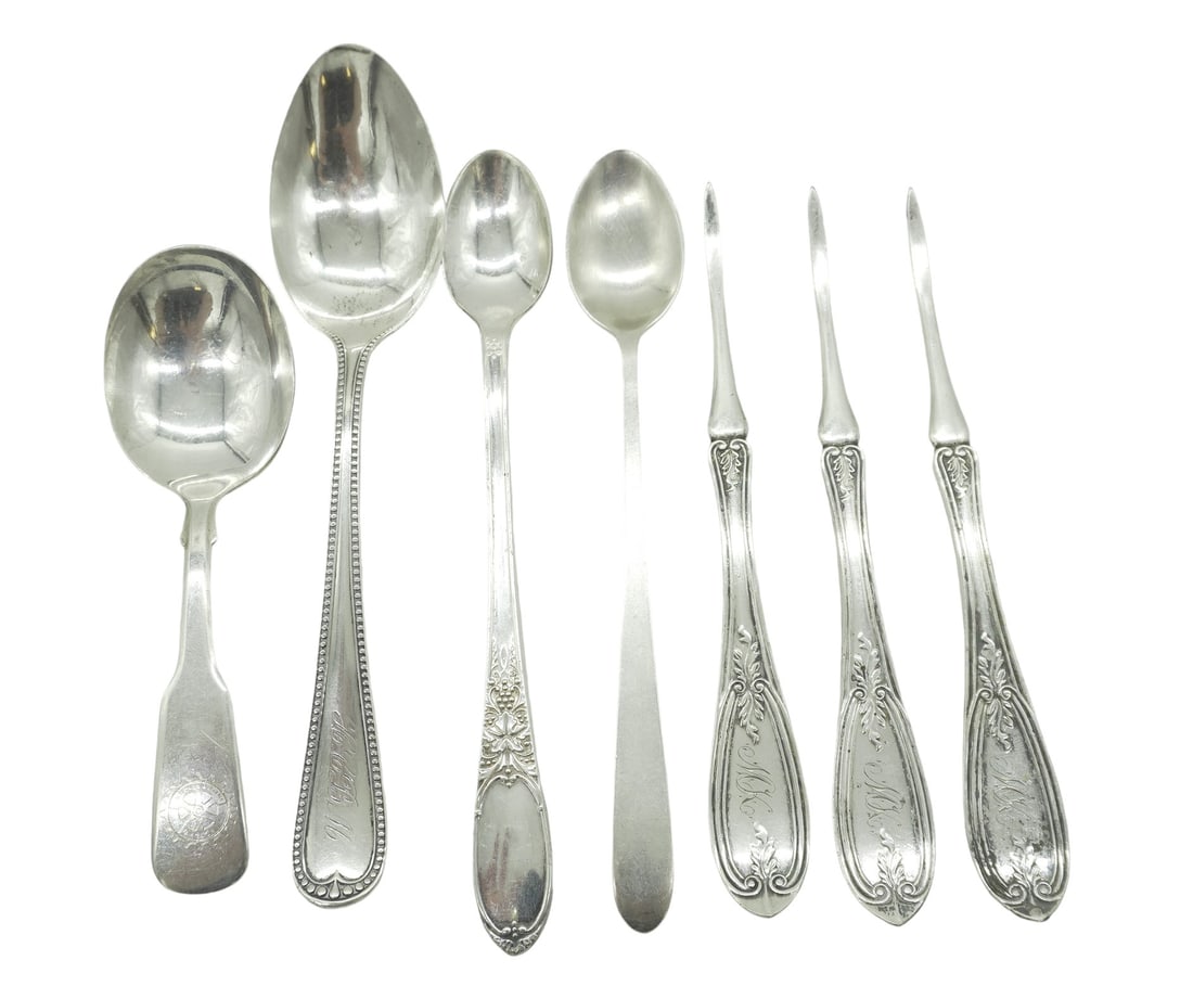 7 PC SILVER STERLING & PLATE J BOWMAN + (1 of 4)