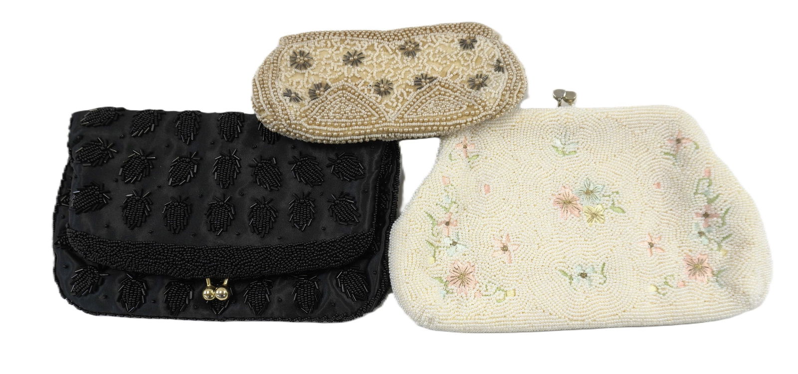 LOT VINTAGE HAND BEADED EVENING CLUTCHES - 3 PIECES (1 of 3)