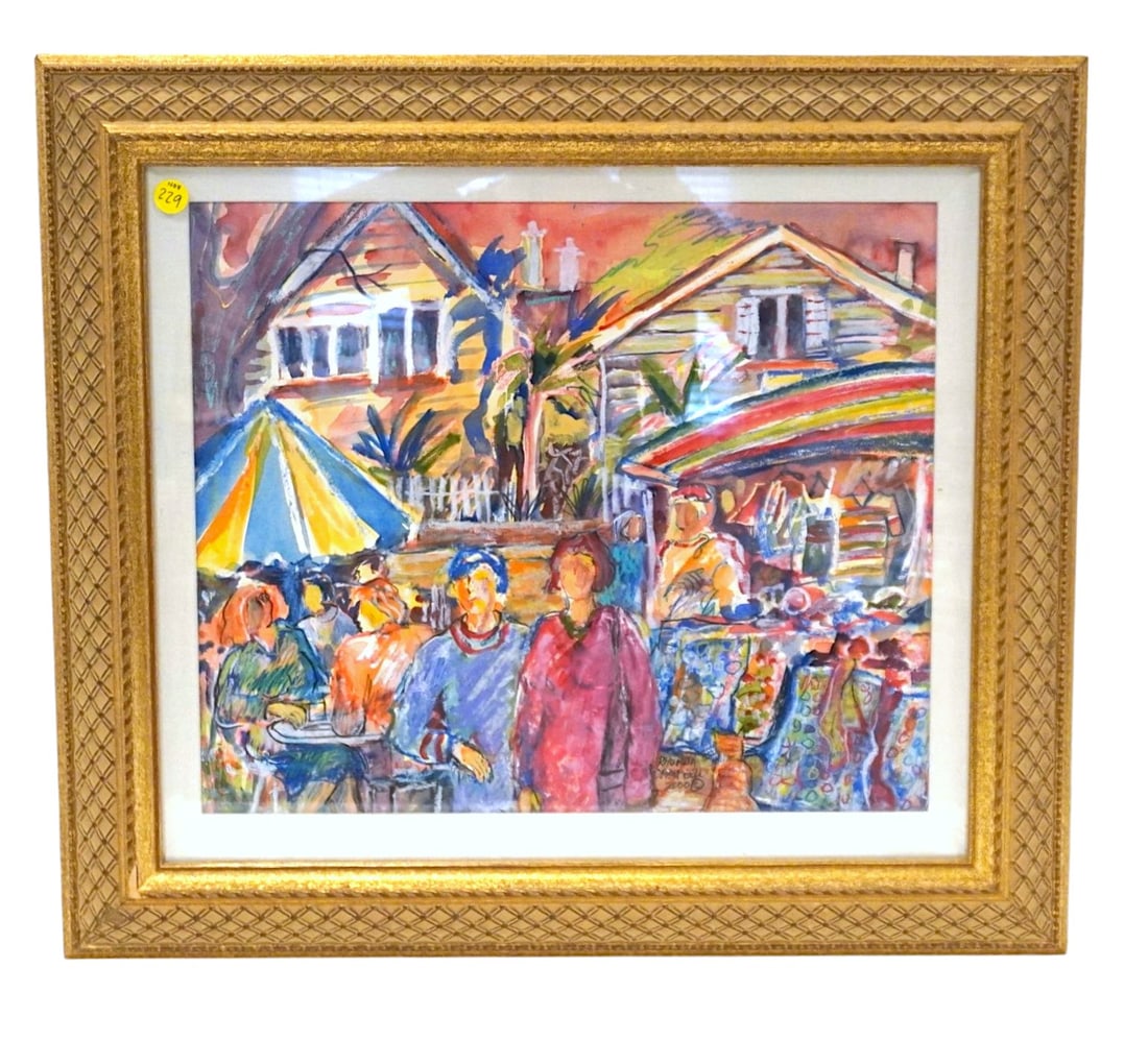 ORIGINAL ACRYLIC AND MIXED MEDIA PAINTING BY RHONDA CAMPBELL: Original Acrylic and Mixed Media Painting on Paper by Rhonda Campbell. Rhonda graduated from the National Art School & Alexander Mackie College in Sydney, Australia. She then taught art in Australia &