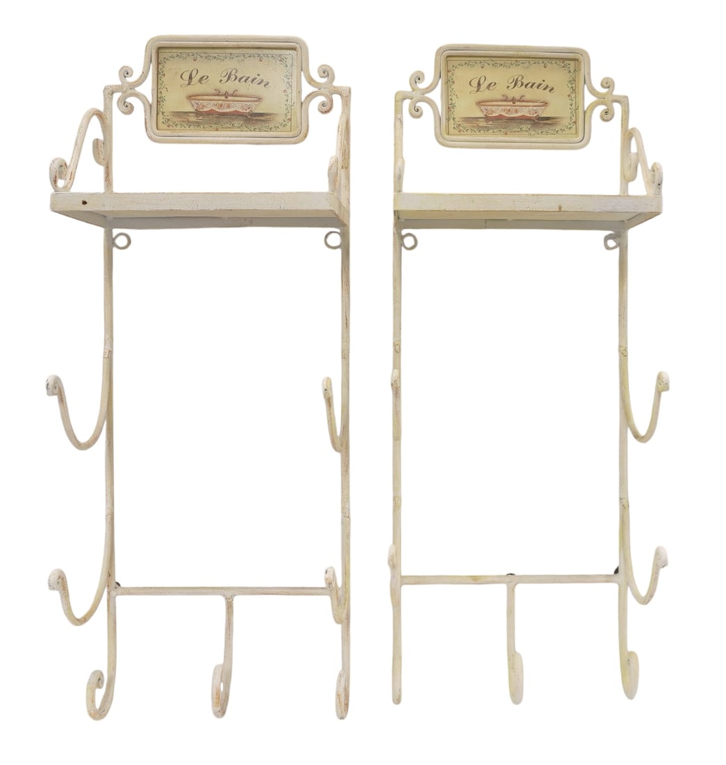 PAIR VINTAGE LE BAIN TOWEL RACKS & SOAP (1 of 5)