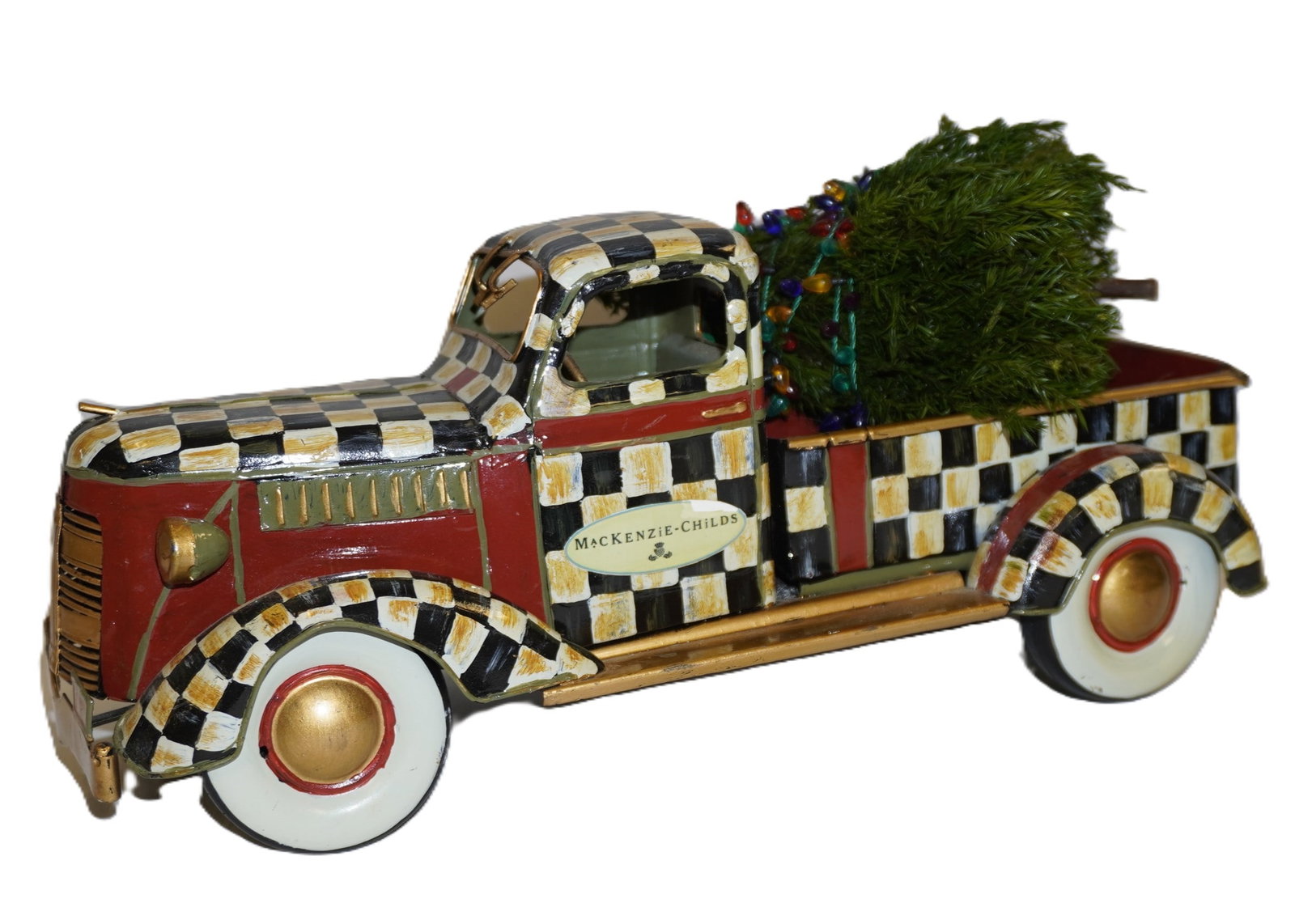 MACKENZIE-CHILDS COURTLY CHECK HOLIDAY TRUCK: MacKenzie-Childs Courtly Check Holiday Truck. Measures 13.75" x 6" x 6.5", weighs 1 lb 7 oz.