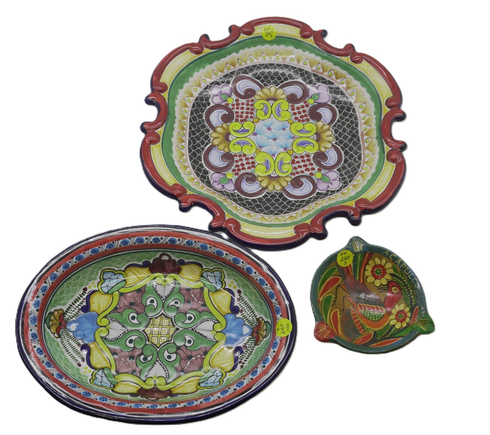 3 MEXICAN TALAVERA POTTERY SERVING BOWLS (1 of 5)