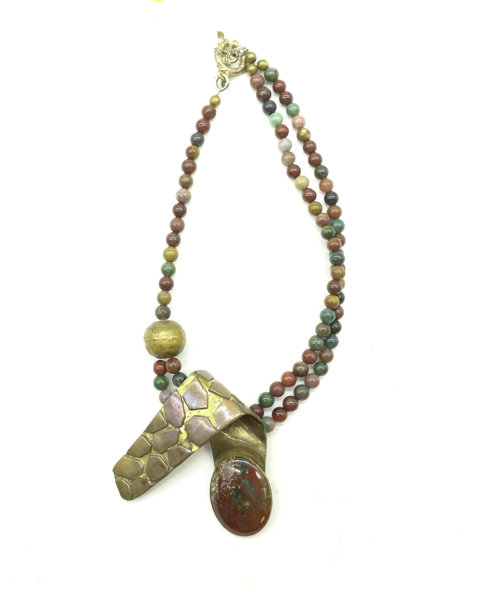 STONE AND BRASS/COPPER ART NECKLACE (1 of 5)