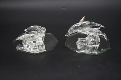PAIR RARE SWAROVSKI SCS CRYSTAL FIGURINES
