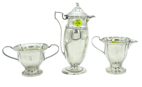 3 PC STERLING SILVER CREAM - SUGAR - SYRUP