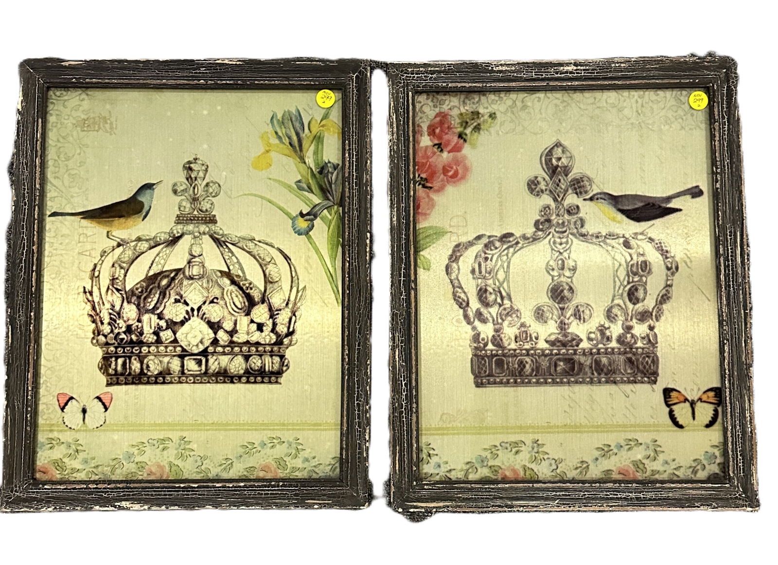PAIR WHIMSICAL CROWN & BIRD FRAMED ART (1 of 3)