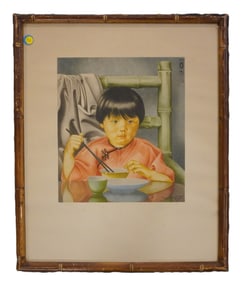 WING KWONG TSE YOUNG CHILD WITH CHOPSTICKS