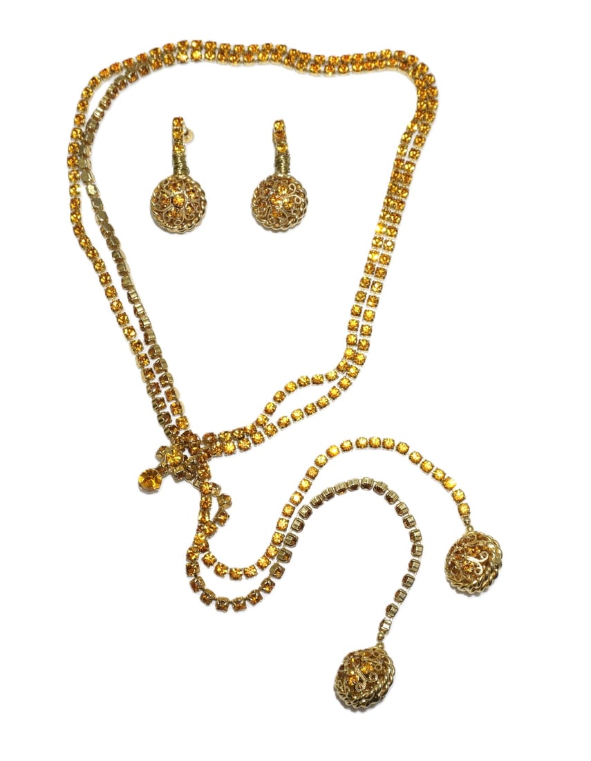 MID CENTURY NECKLACE AND SCREW BACK EARRING SET (1 of 3)