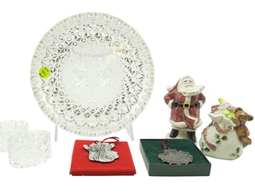 LOT CHRISTMAS DECOR GORHAM CRYSTAL AND MORE - 6 PIECES