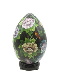LARGE CLOISONNE EGG ON STAND