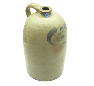 ANTIQUE STONEWARE JUG COBALT SWAN