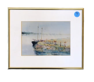 ALICE RAVENEL HUGER SMITH FRAMED WATERCOLOR PRINT