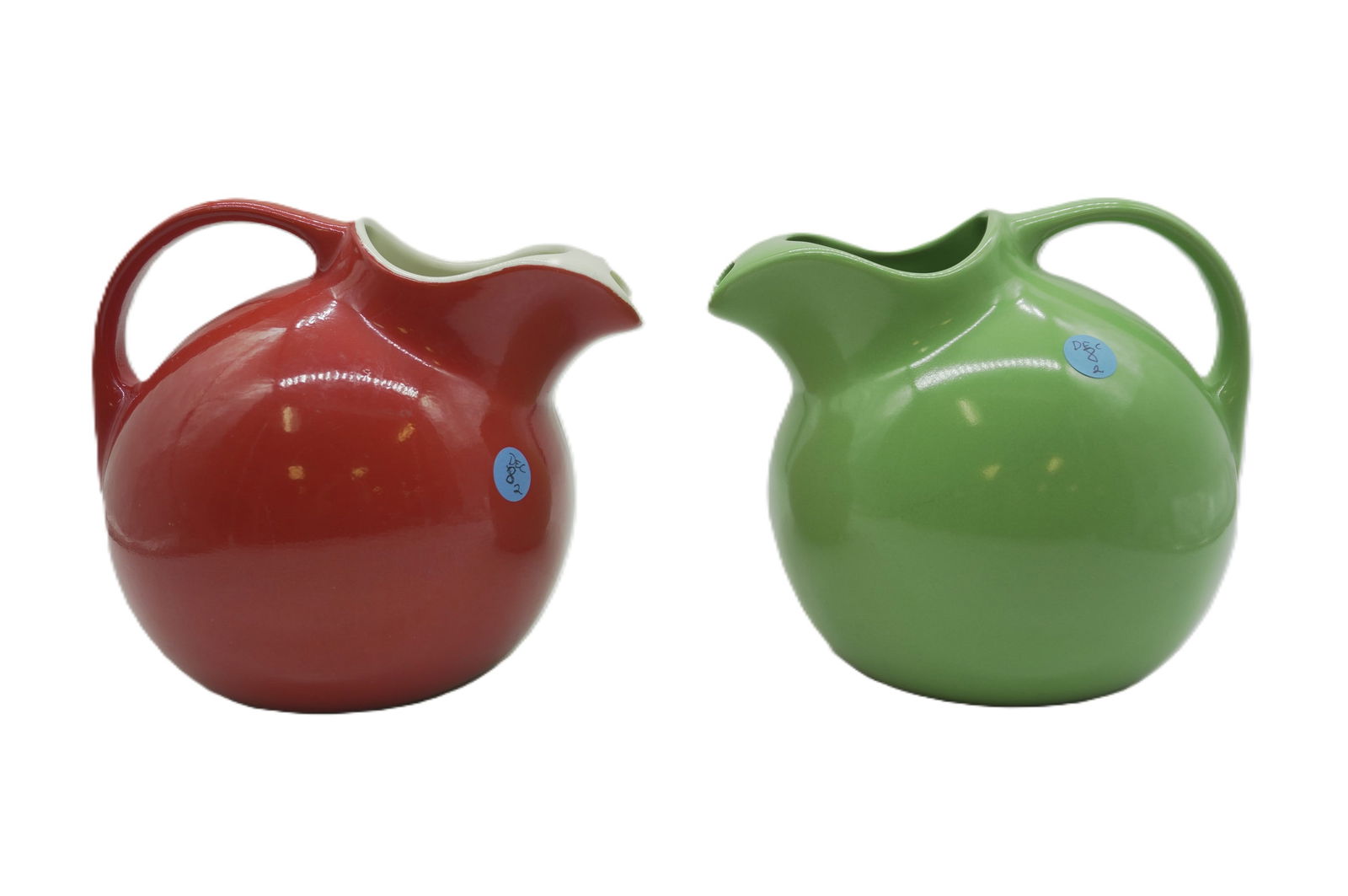 2 VINTAGE MCM HALL CHINA CO. CERAMIC BALL PITCHERS (1 of 6)