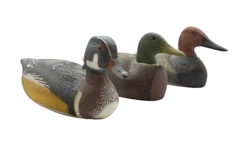 3 VINTAGE CARVED DUCK DECOYS