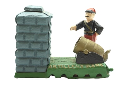 VINTAGE CAST IRON ARTILLERY MECHANICAL BANK