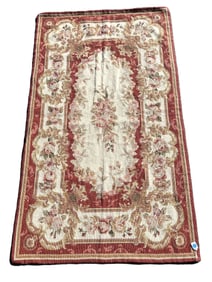 SMALL FRENCH AUBUSSON NEEDLEPOINT RUG