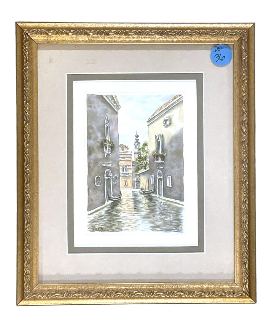WATERCOLOR VENICE CANAL FRAMED (1 of 2)