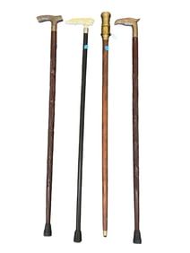 4 VINTAGE CANES / WALKING STICKS