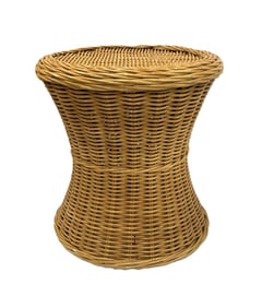MCM MCGUIRE STYLE WICKER CIRCULAR TABLE