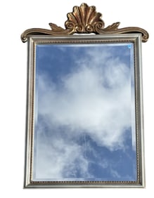 VINTAGE CAROLINA MIRROR BEVELED SHELL CRESTED MIRROR