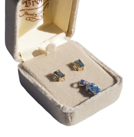 ESTATE 3 PC 14K TOPAZ EARRINGS & PENDANT