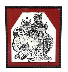 MIXED MEDIA CAT PAINTING SUNNY