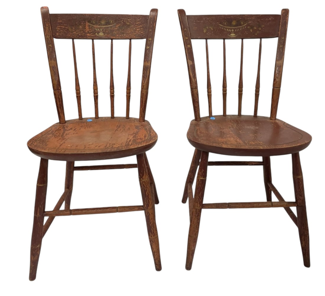 PAIR NICHOLS & STONE THUMB BACK WINDSOR CHAIRS (1 of 6)