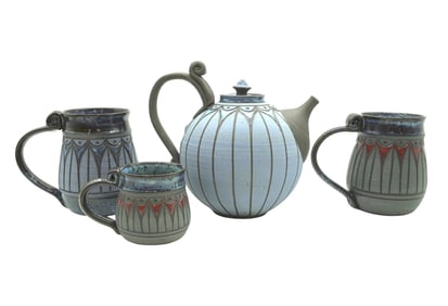 LARRY ALLEN POTTERY TEA SET - 4 PIECES