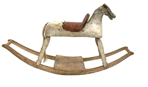 ANTIQUE 19th c AMERICAN FOLK ART ROCKING HORSE