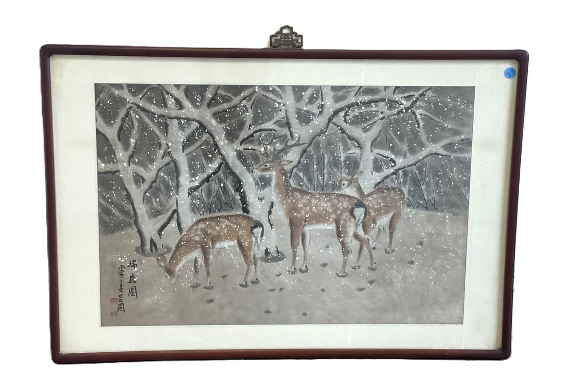 ORIGINAL JAPANESE PAINTING DEER IN SNOW (1 of 4)