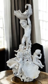 LARGE ARTE ITALICA CHERUB COMPOTE CENTERPIECE