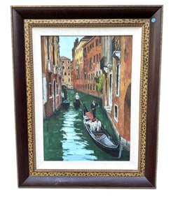 ORIGINAL OIL ON CANVAS GONDOLA VENICE CANAL