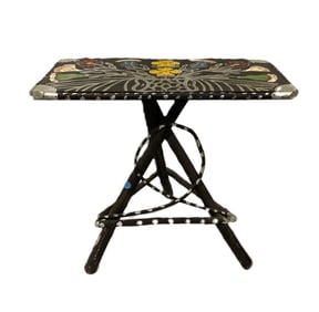 FOLK ART PAINTED ADIRONDACK TABLE
