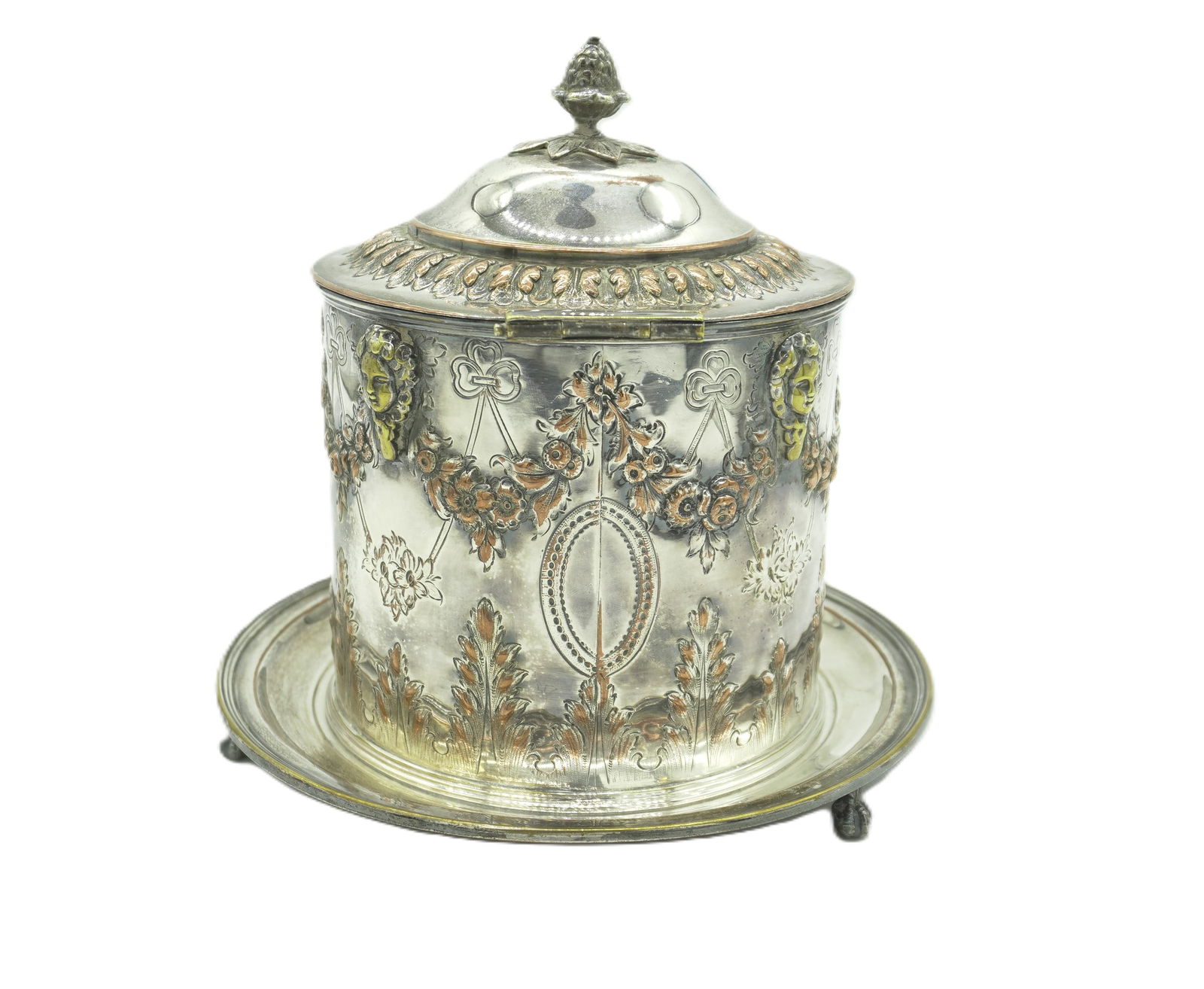 ANTIQUE RUSSIAN SILVER ON COPPER BISCUIT BARREL (1 of 4)